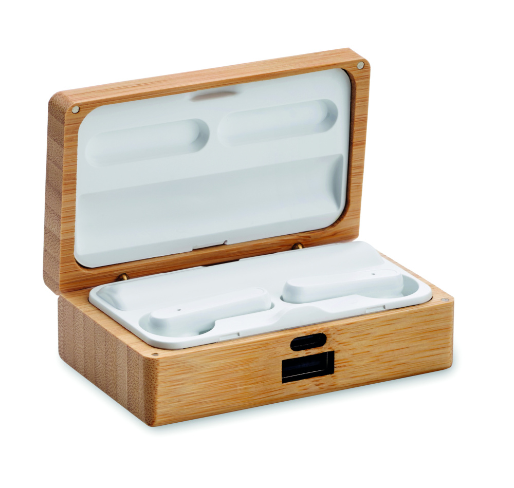 Logotrade corporate gift picture of: TWS earbuds in bamboo case